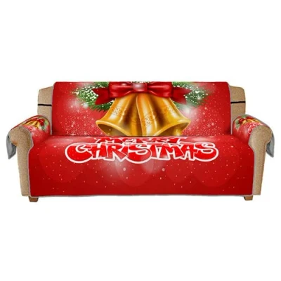 Image of ausuky Merry Christmas Sofa Couch Cover Pet Dog Kids Mat Furniture Protector Slipcovers (3 Seater Sofa)