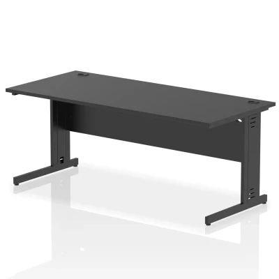 Image of Impulse 1800x800mm Straight Desk Black Top Cable Managed Leg