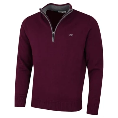 Image of Calvin Klein Mens 1/2 Zip CK Golf Sweater Cranberry XXXXL