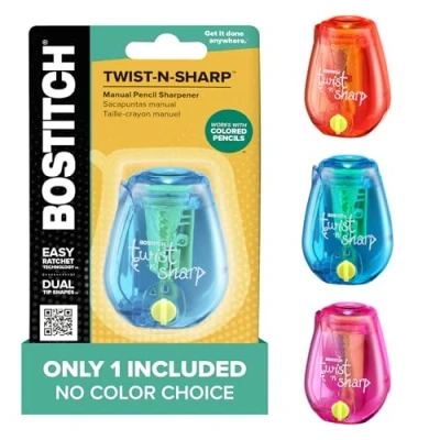 Image of Bostitch Twist N Sharp Pencil Sharpener, Assorted Colors (PS1 ADJ)