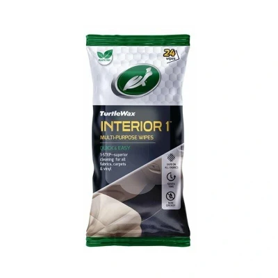 Image of Turtle Wax Interior 1 Multi Purpose Wipes for Car Can Be Used On Fabrics, Carpets, Vinyl, Rubbers &amp; Plastics Tackles Dirt, Dust, Grime, Stains Spills, 24