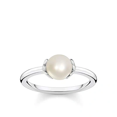 Image of THOMAS SABO TR2298 167 14 Women&#039;s Ring Pearl with Stars 925 Sterling Silver