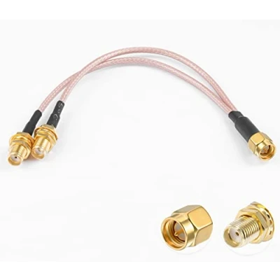 Image of Vecys SMA Splitter Cable Male to Dual Female Connector Coaxial 3 Way V Type RG316 6&quot;/15CM for 2G 3G 4G LTE Antenna Router Gateway Modem MiFi Mobile Hotspot