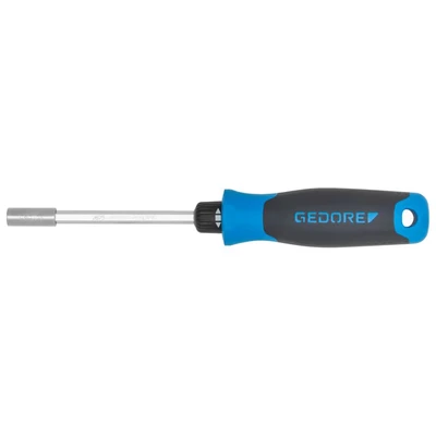 Image of GEDORE Ratchet Screwdriver, Magnetic bit holder, 1/4&quot; 6.3 mm hex, 2 component handle, 225 mm, 2675