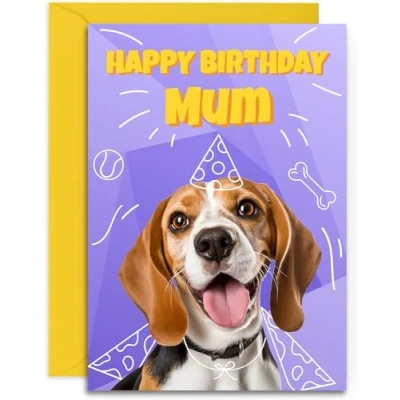 Image of Mum Beagle Birthday Card Superhero Cute Dog Design A5 Size with Envelope