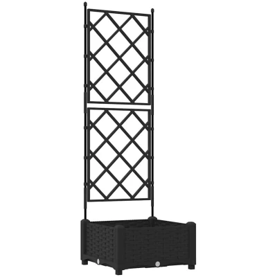Image of vidaXL Garden Planter with Trellis Black 40x40x125.5 cm