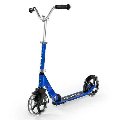 Image of Micro Scooters Cruiser LED Children&#039;s Scooter Handlebar Adjustable Lightweight Light Up Wheels Foldable 6 12yrs Boys &amp; Girls Blue