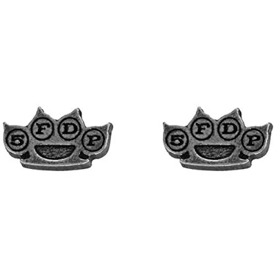 Image of Five Finger Death Punch Knuckle Duster Women Earring Set Silver Coloured, Pewter,