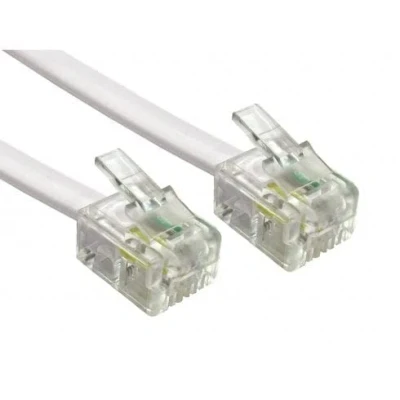 Image of Reulin 10M Flat Landline Telephone Broadband Cable Cord, Wifi Modem Router Wire to RJ11 Phone Socket or Microfilter, ADSL 2+ Filter/Fibre Optic 6/4 High Speed Internet Lead (10 Metres, White)