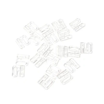 Image of PHILSP Bralette Buckle 10 x Craft Plastic Rectangle Tap Hooks &amp; Clasp Sewing On Swimsuit Bra BIKINI Transparent 14mm