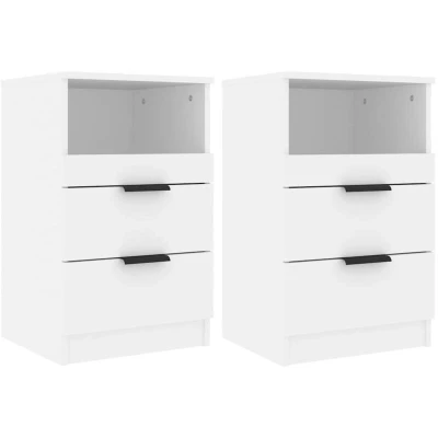 Image of vidaXL Bedside Cabinets 2 pcs White Engineered Wood