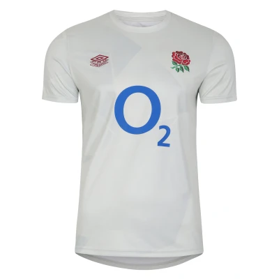 Image of Umbro Childrens Unisex Childrens/Kids 23/24 England Rugby Warm Up Jersey (Foggy Dew/Metal) Pale Blue Size 7 8Y
