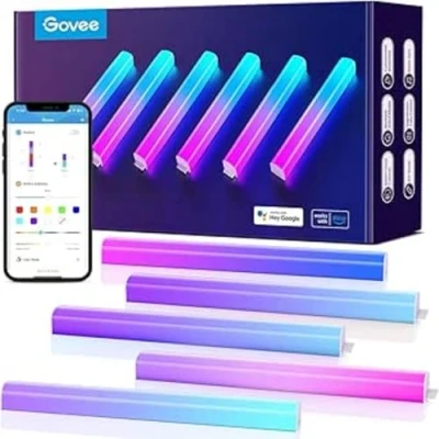 Image of Govee RGBIC Glide Wall Lights, Smart LED Lights Works with Alexa and Google Assistant, Lively Light Bars for Gaming Room, Music Sync Dynamic Scenes, 6 pcs