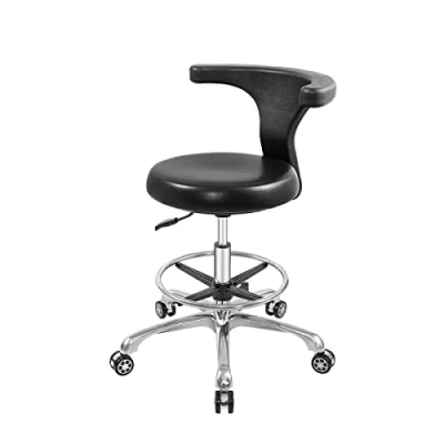 Image of Nazalus Rolling Stool Task Chair Drafting Adjustable with Wheels and Backrest Heavy Duty for Office Kitchen Medical Dentist Shop Lab Home(with Footrest)