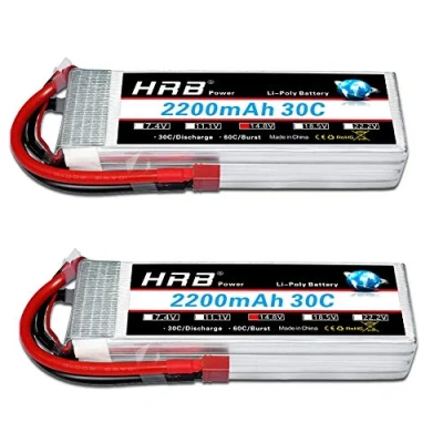 Image of HRB 2PCS 2200mAh 14.8V 4S 30C RC LiPo Battery Pack with Deans T Plug for Airplane Helicopter Quadcopter Vehicle Boat