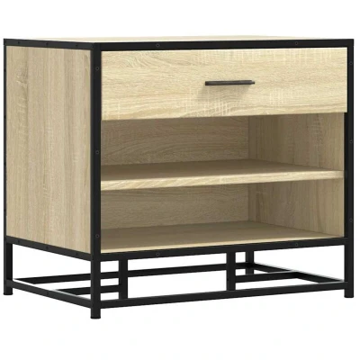 Image of vidaXL Shoe Bench Sonoma Oak 60x40x53.5 cm Engineered Wood and Metal
