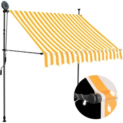 Image of vidaXL Manual Retractable Awning with LED 100 cm White and Orange