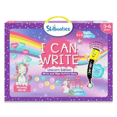 Image of Skillmatics Educational Toy I Can Write Unicorns, Preschool &amp; Kindergarten Learning Activity for Kids, Toddlers, Supplies Classroom, Gifts Girls Boys Ages 3, 4, 5, 6