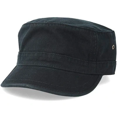 Image of Atlantis Urban Military Cap Chino Cotton Black S/M