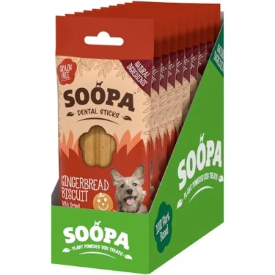 Image of 10 Pack Soopa Gingerbread Biscuit Dog Dental Sticks