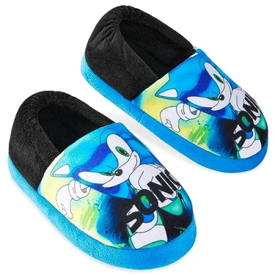 Image of Sonic THE HEDGEHOG Boys Slippers Warm 3D Kids Size 10 3 Non Slip House Shoes Gifts for (Blue On, 1 UK, numeric_1)
