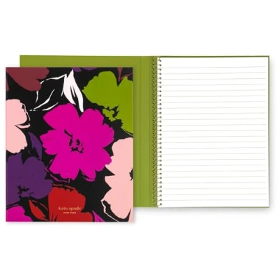 Image of Kate Spade New York Small Concealed Spiral Notebook, 8.25&quot; x 6.75&quot; Journal Notebook with 112 Lined Pages (Painterly Blooms)