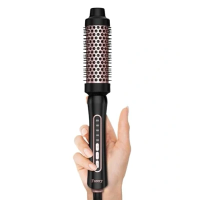 Image of Upgraded Farery Thermal Brush, Non Blowing Heated Round 1 1/2 Inch Hot Curling Brush with Adjustable Temp, Easier &amp; Faster Smoother, Dual Voltage for Travel, Longer Lasting Bristles