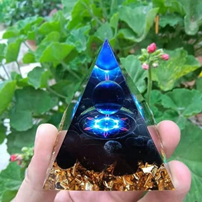 Image of ycyingcheng Pyramid Ogan Crystal Energy Tower Nature Reiki Chakra Crushed Stone, Negative Remover Blessing Home Office Ornaments Decoration Feng Shui
