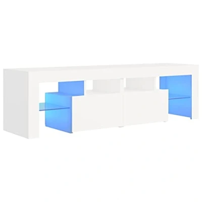 Image of vidaXL TV Cabinet with LED Lights Hifi Stand Entertainment Centre Modern Unit Desk Lowboard Bedroom Living Room Furniture White