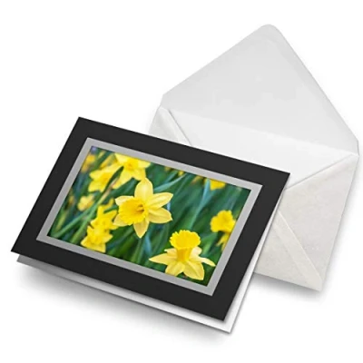 Image of Greeting Cards Black (Insert) Daffodil Flower Field Easter Blank Greetings Card Birthday Kids Party Boys Girls #14350