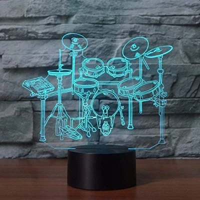 Image of HPBN8 3D Drum Kit Night Light Lamp 7 Color Change LED Touch USB Table Gift Kids Toys Decor Decorations Christmas Valentines Birthday