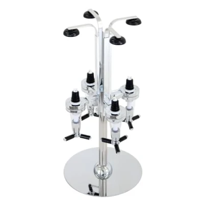 Image of Oypla Four Bottle Rotating Spirit Drink Dispenser Stand Bar Shot Measurer