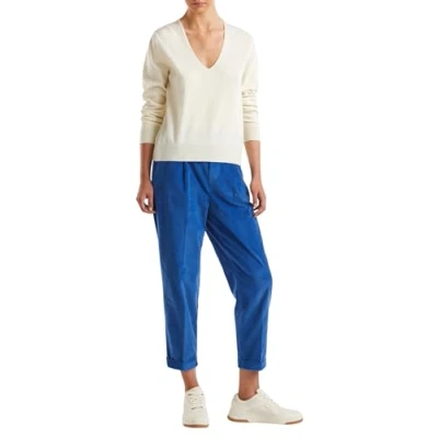 Image of United Colors of Benetton Women&#039;s V Neck Jersey M/L 1002d401y Sweater, White, M