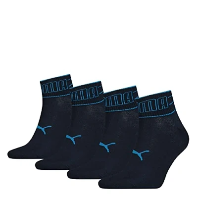 Image of Puma 4 Pairs Quarter Socks Navy 2.5 5 (35 38)