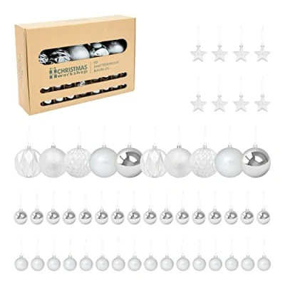 Image of Christmas Workshop 50pk Shatterproof Baubles Silver