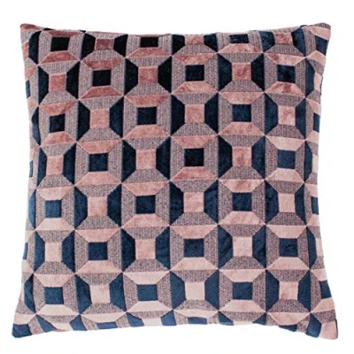 Image of Paoletti Empire Polyester Filled Cushion, Blush/Navy, 45 x 45cm
