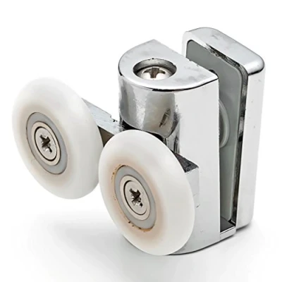 Image of ShowerPart Twin/Double Top Shower Door Rollers/Wheels/Runners L073, Wheel Diameter 25mm, Thickness 6mm, Chromed Plastic Cover, Replacement Parts, 2X