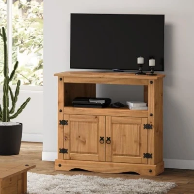 Image of Corona Furniture Corner TV Unit Solid Pine Living Room