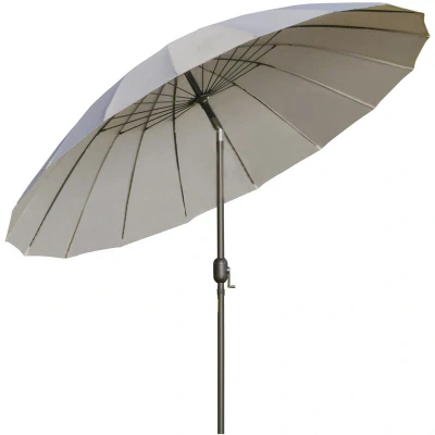 Image of Outsunny 2.5m Shanghai Garden Parasol Umbrella with Crank &amp; Tilt, Adjustable Outdoor Sun Shade, Light Grey