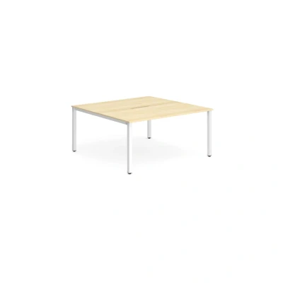 Image of Evolve B2B White Frame Bench Desk 1200 Maple (2 Pod) BE159