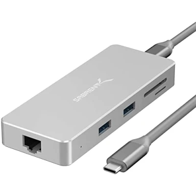 Image of SABRENT USB C docking station adapter 3.2, hub, splitter multiple extension data hubs with 4K HDMI, Ethernet RJ45, type PD 60W, 2 3.2 ports + 2.0, SD Micro card reader (HB UHPN)