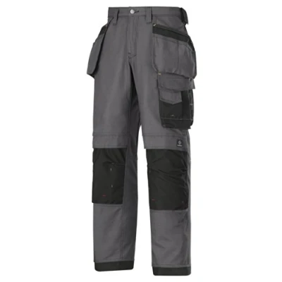 Image of Snickers Craftsmen Holster Pockets Trousers, Canvas+ Steel Grey/Black Waist 33&quot; Inside leg 32&quot;