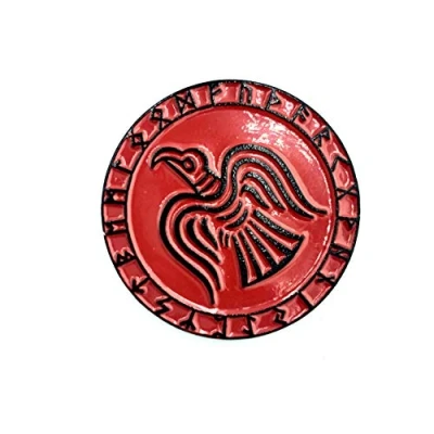 Image of Patch Nation Odin&#039;s Raven Norse Rune Viking Metal Pin Badge Brooch (Red)