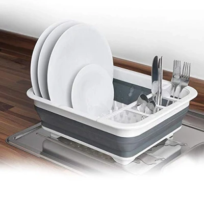 Image of Taylor &amp; Brown Large Collapsible Dish Drainer Folding Drying Rack Draining Board Plates Cutlery Kitchen Counter Sink Drainers Organisers Storage