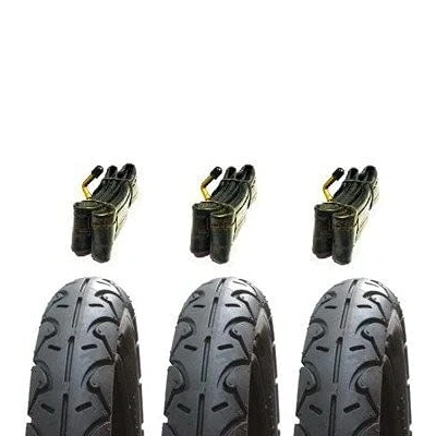 Image of 3 X Pram Tyres &amp; 3x Tubes 12 1/2 2 1/4 Slick Quinny Freestyle Buzz Hauck Jeep