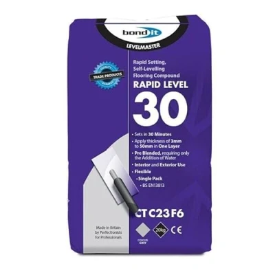 Image of Bond IT 20kg Levelmaster Rapid Level 30 Latex Floor Self Levelling Compound Grey Screed Concrete Bar