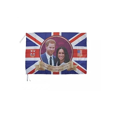 Image of SHATCHI 484 30&quot; Royal Wedding Harry &amp; Meghan Commemorative Flag x 20&quot;, Multi