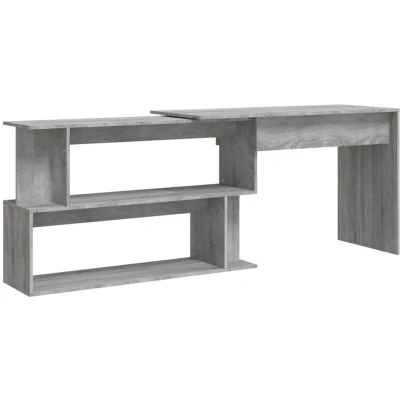Image of vidaXL Corner Desk Grey Sonoma 200x50x76 cm Engineered Wood