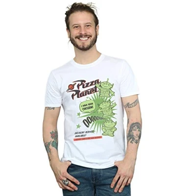 Image of Disney Men&#039;s Toy Story 4 Pizza Planet Little Green Men T Shirt White X Large