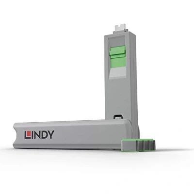 Image of LINDY 40426 USB Type C Port Blocker Key, Green Pack of 4